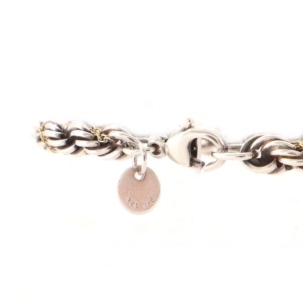 Rope Chain Bracelet Sterling Silver with 18K Yellow Gold