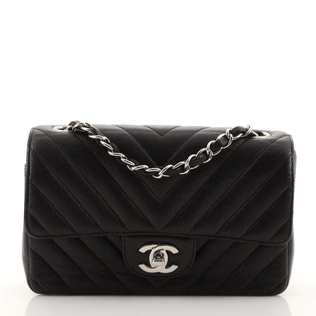 Classic Single Flap Bag Chevron Caviar Mini