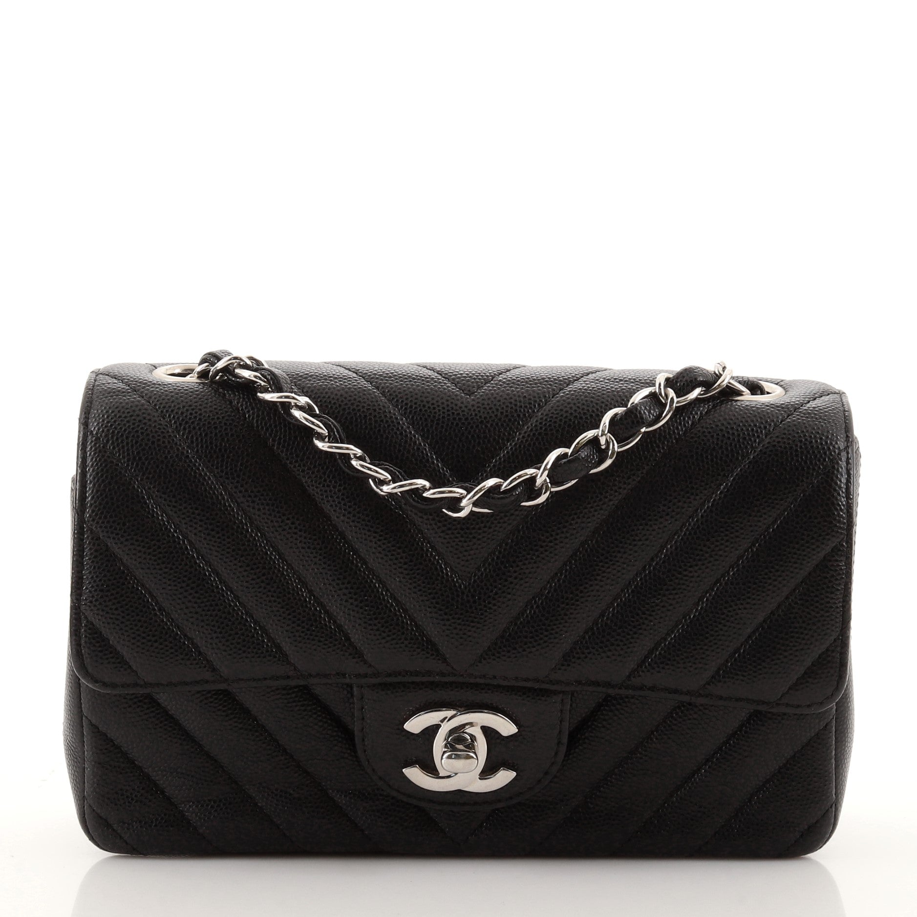 Classic Single Flap Bag Chevron Caviar Mini