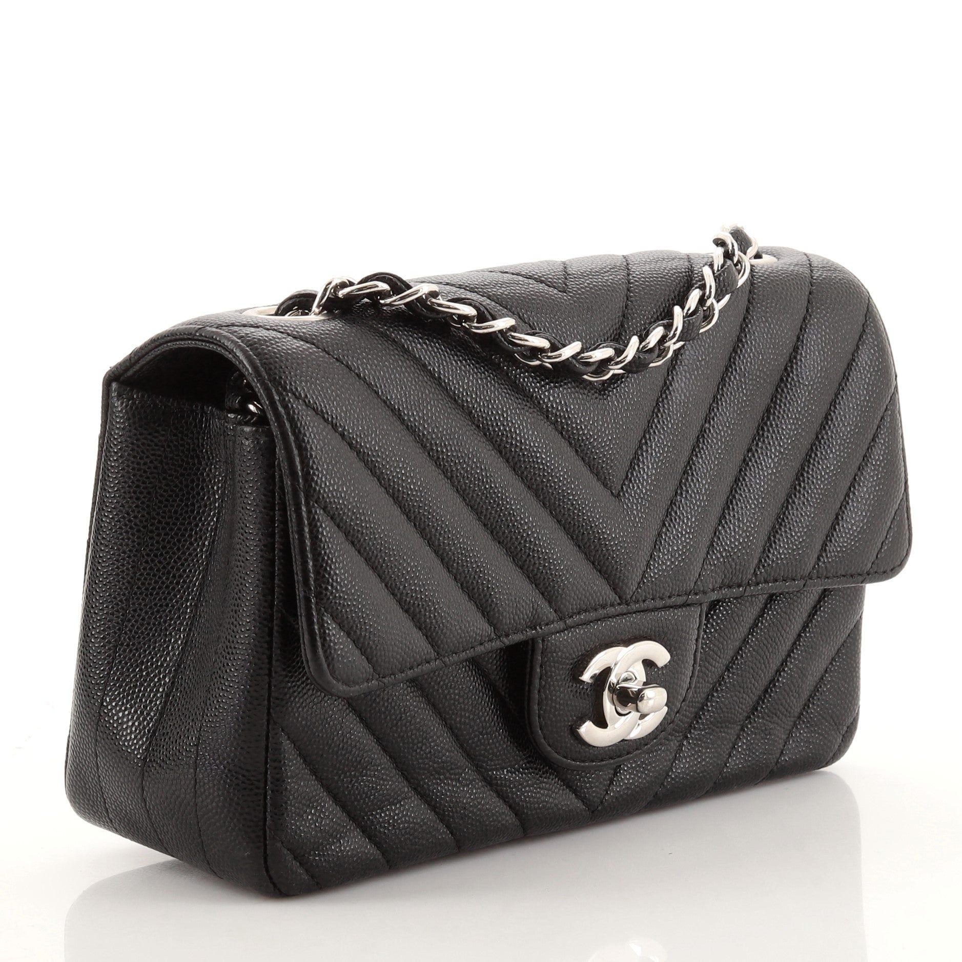 Classic Single Flap Bag Chevron Caviar Mini