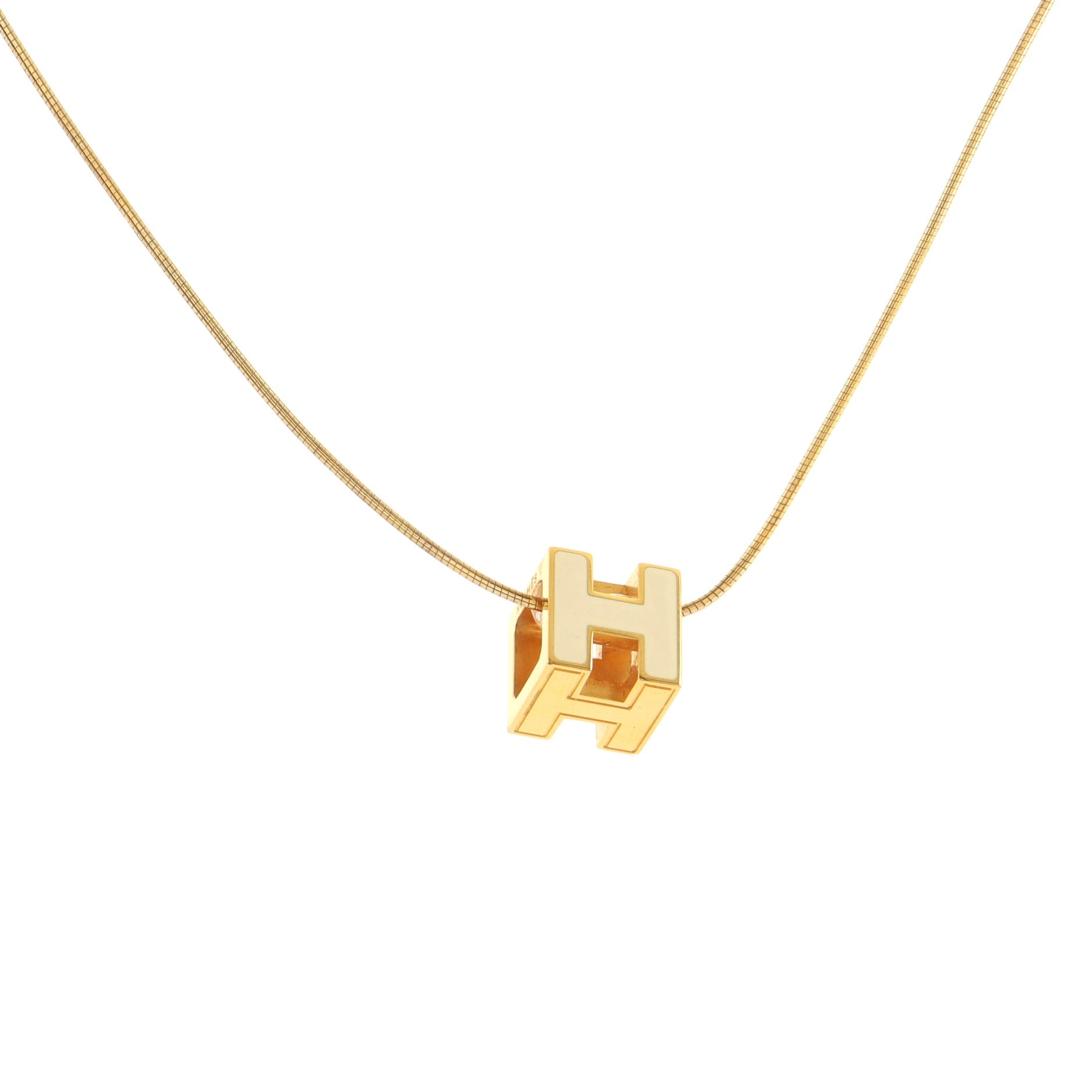 Cage d'H Pendant Necklace Metal with Enamel