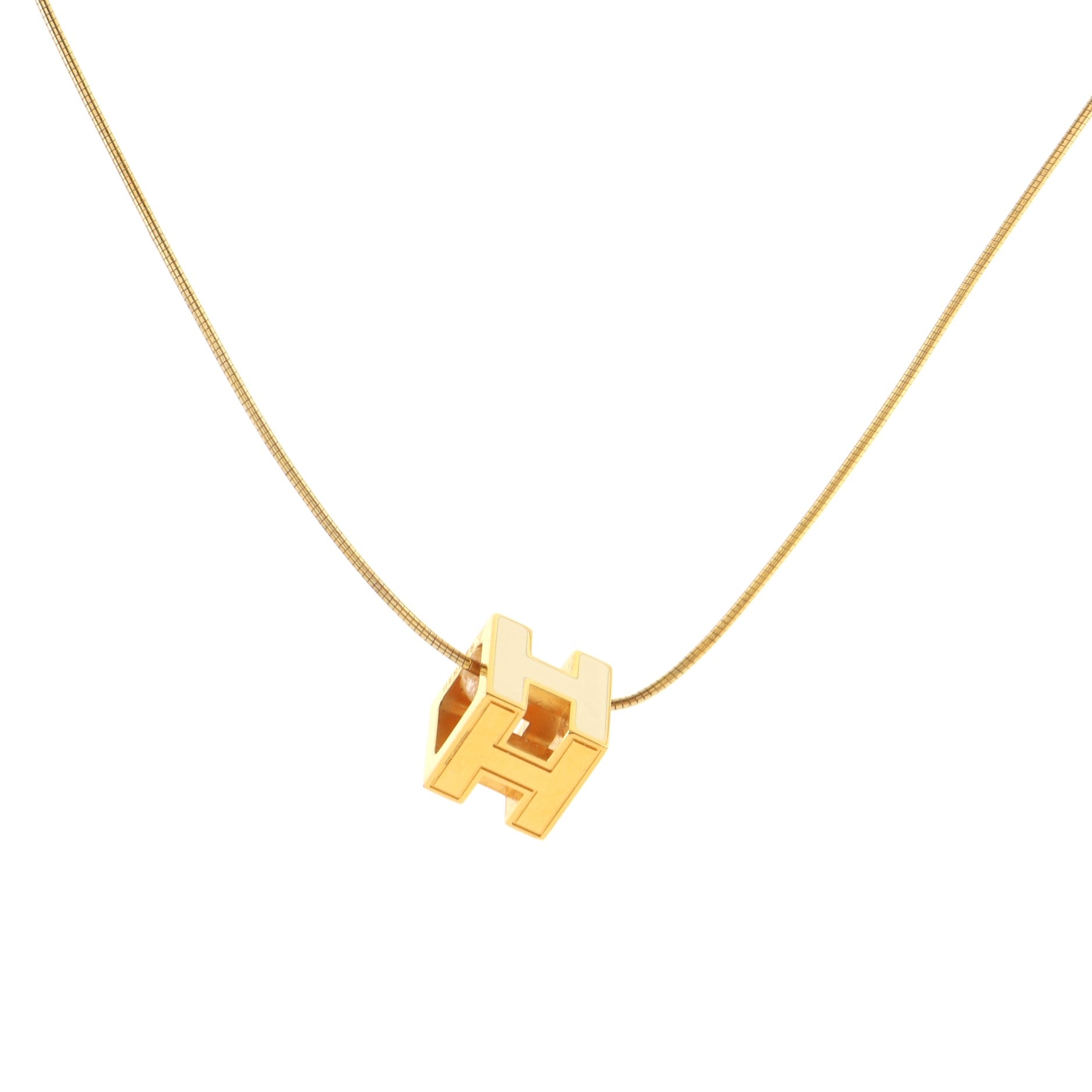 Cage d'H Pendant Necklace Metal with Enamel