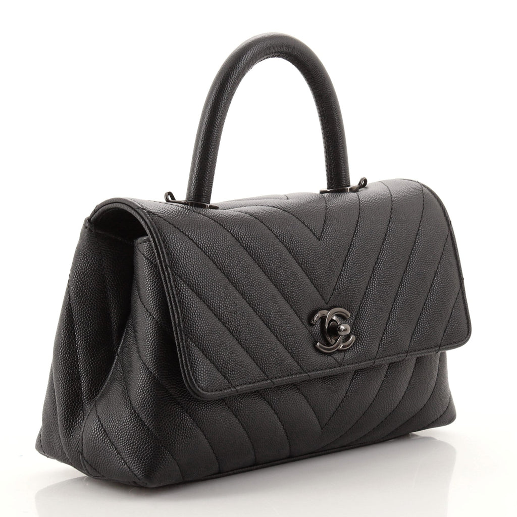 Coco Top Handle Bag Quilted Caviar Mini