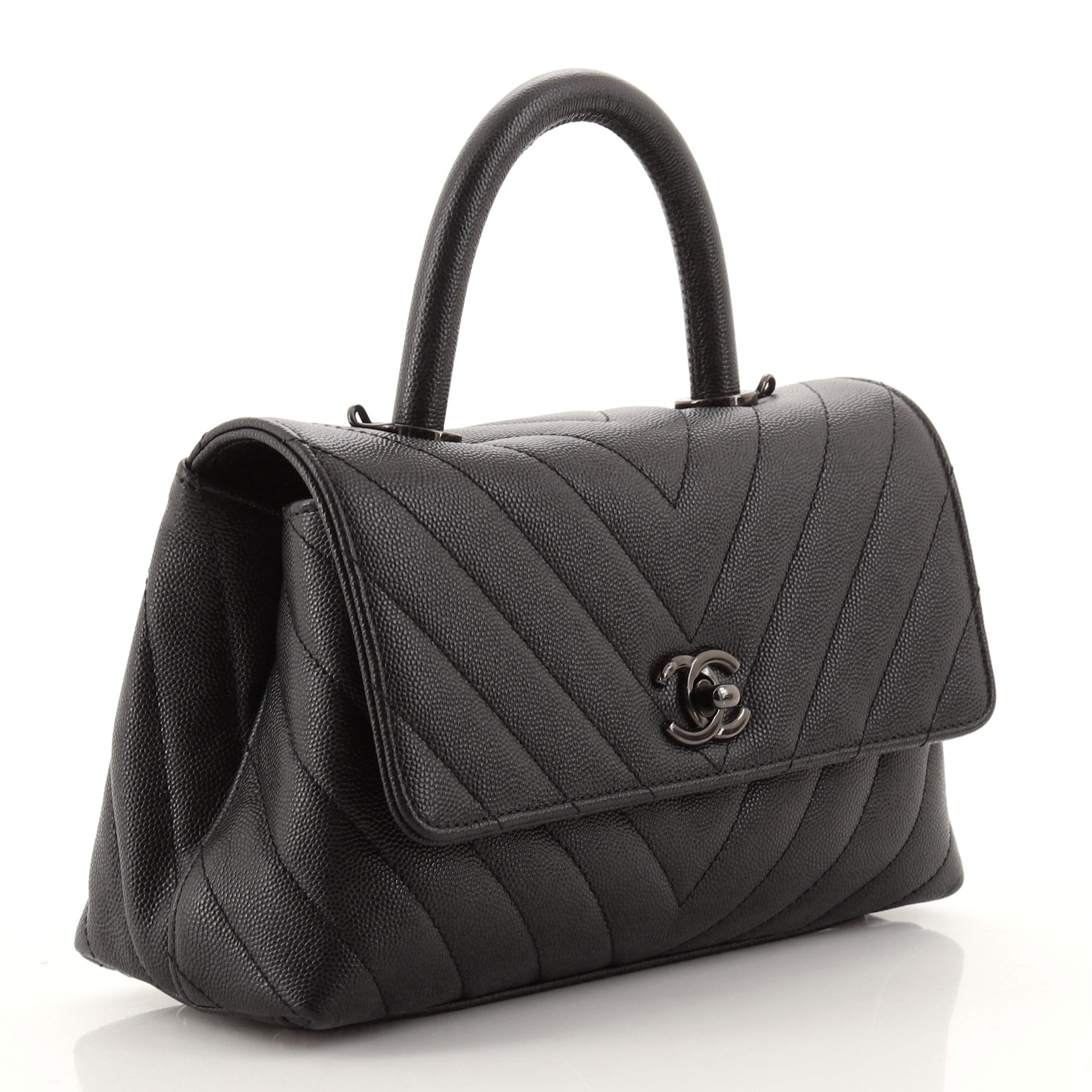 Coco Top Handle Bag Quilted Caviar Mini