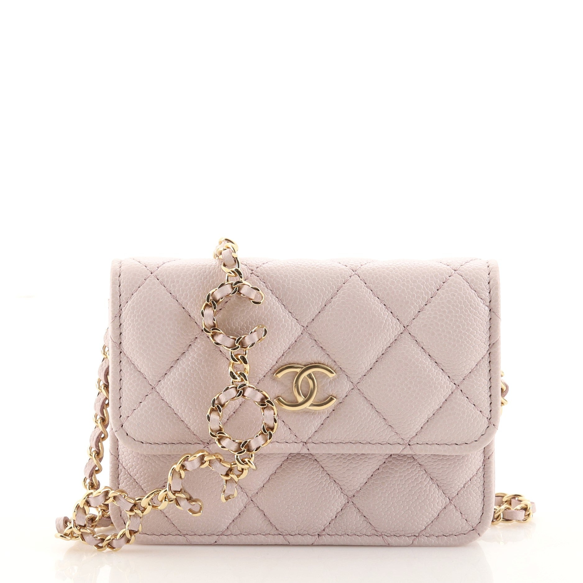 Miss Coco Strap Flap Clutch with Chain Quilted Caviar Mini