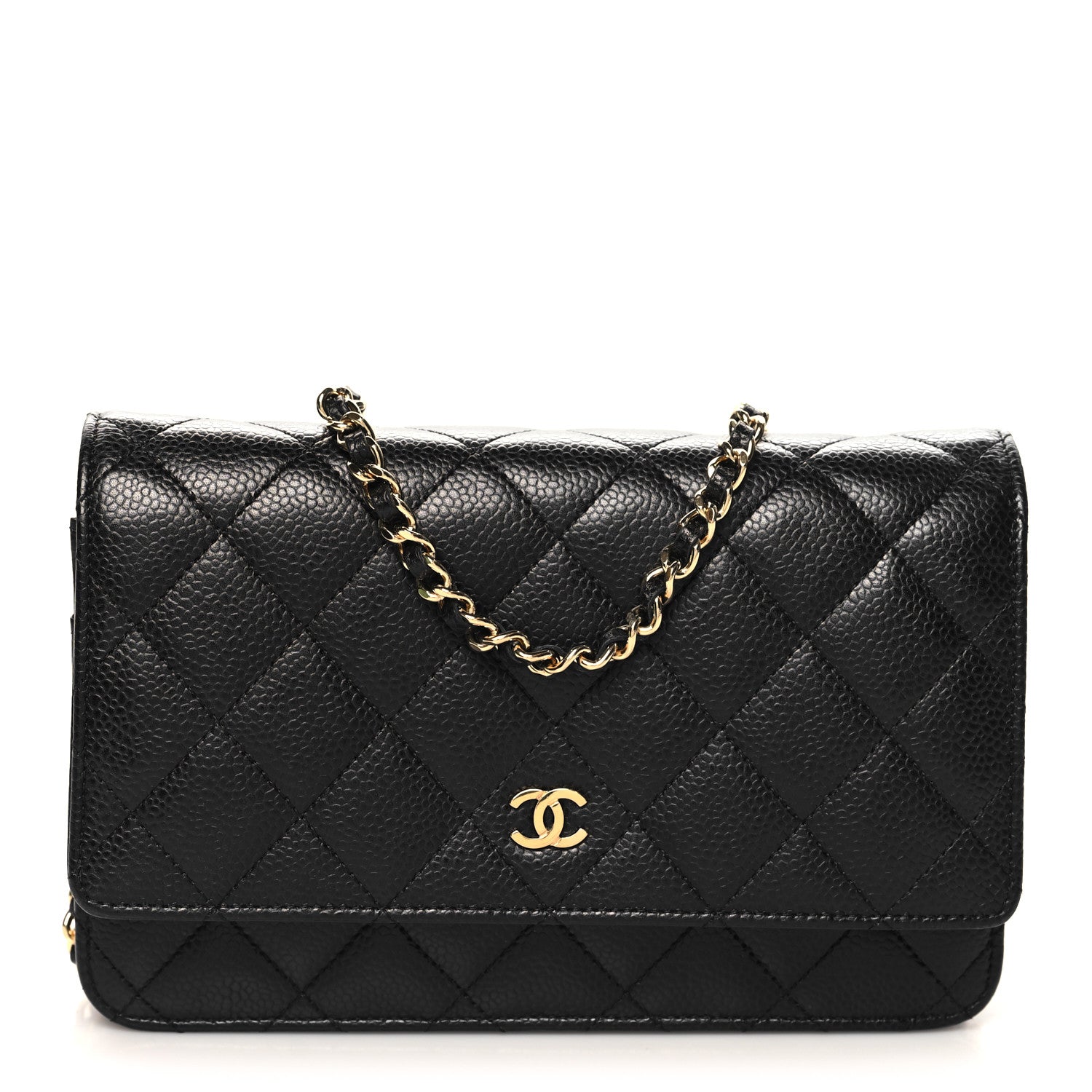 Caviar Quilted Wallet on Chain WOC Black
