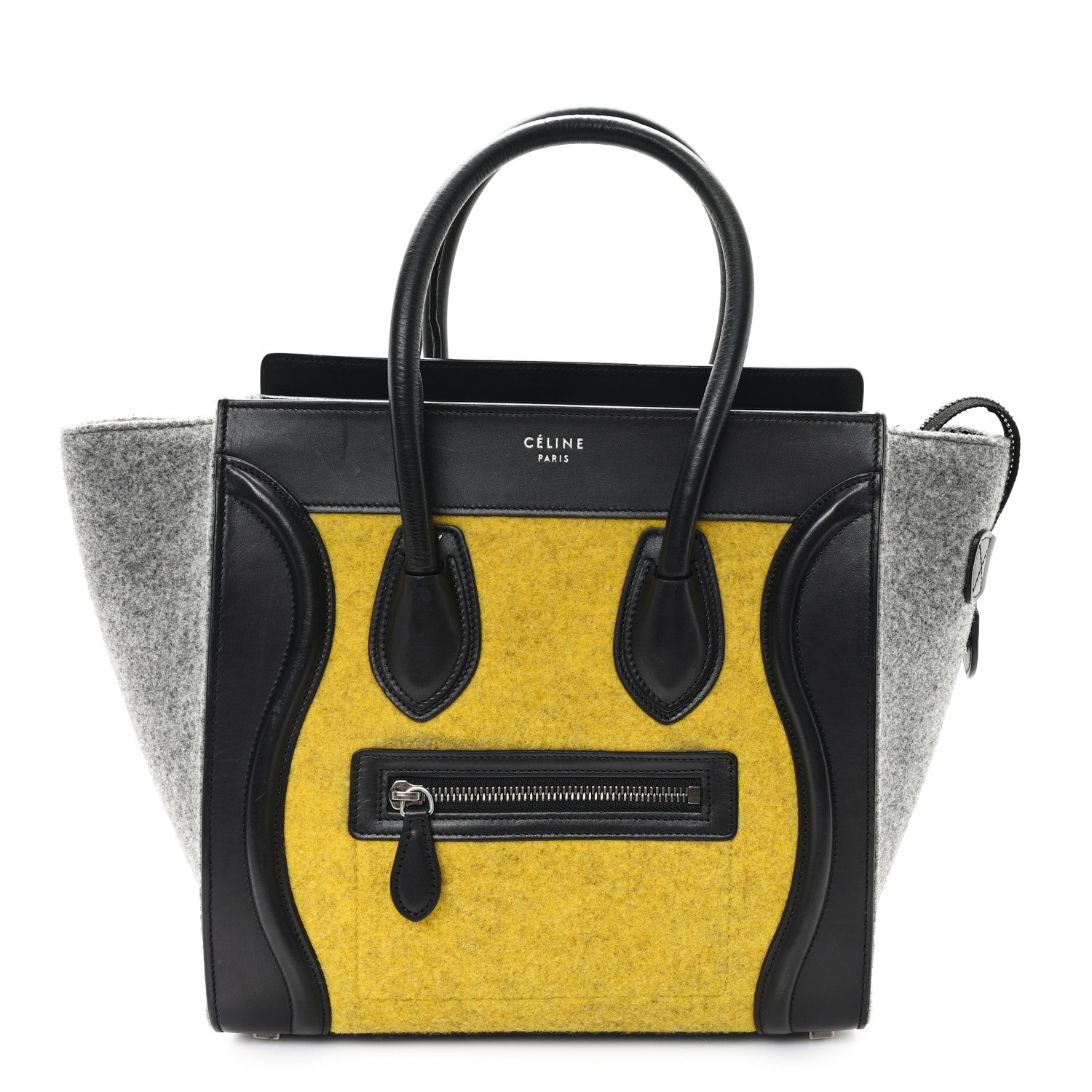 Felt Smooth Calfskin Micro Tri-Color Luggage Black Yellow