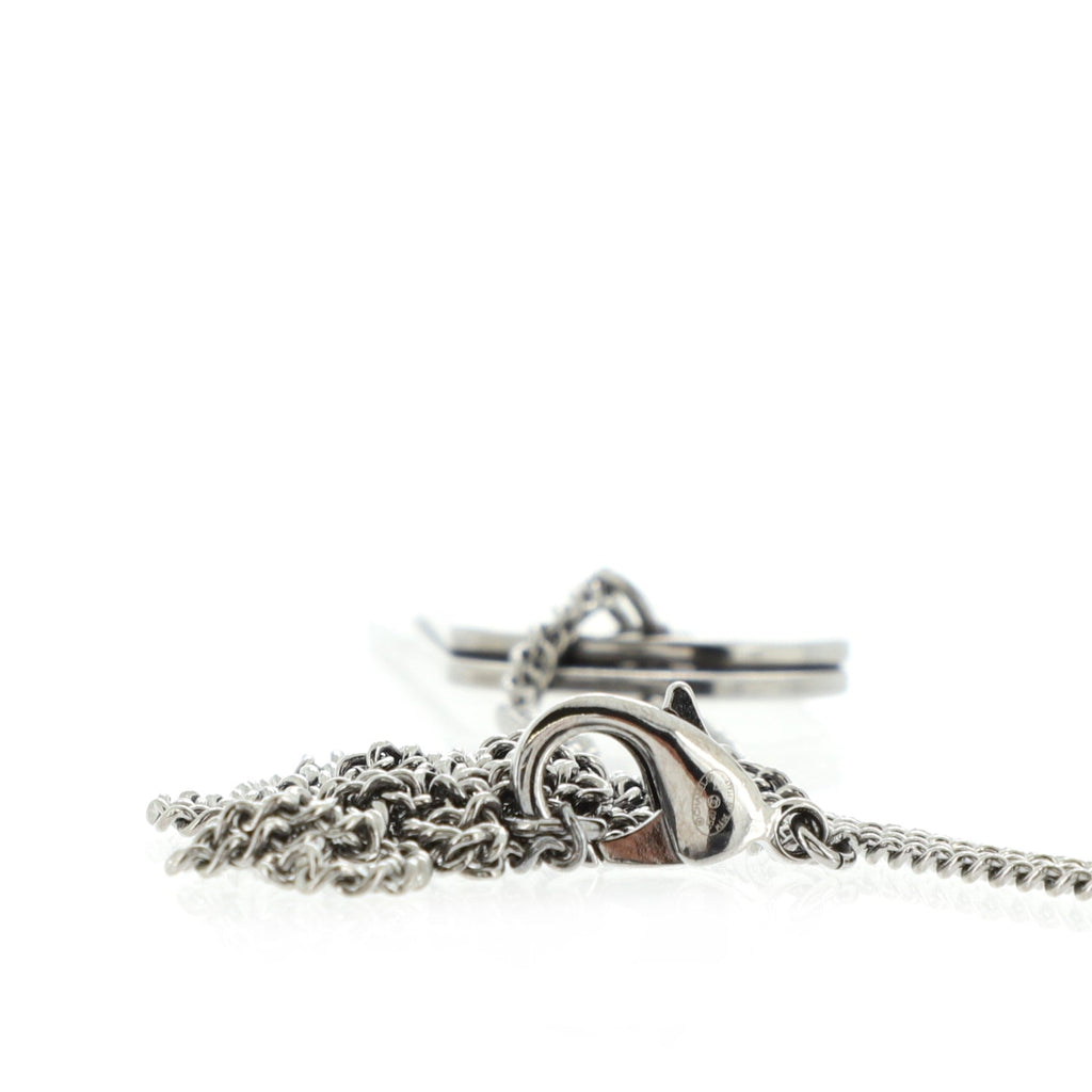CC Dog Tag Charm Pendant Necklace Metal with Crystals