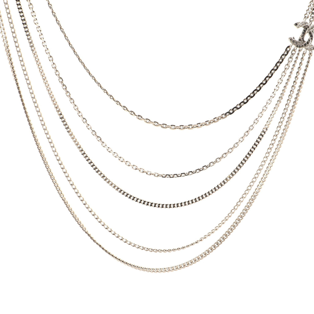 Multistrand CC Necklace Metal with Crystals