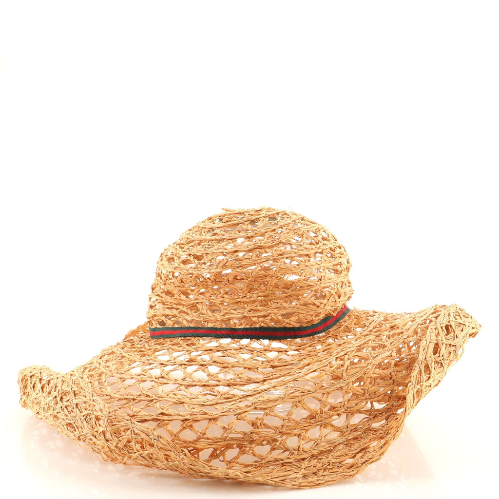 Interlocking G Web Hat Straw Medium