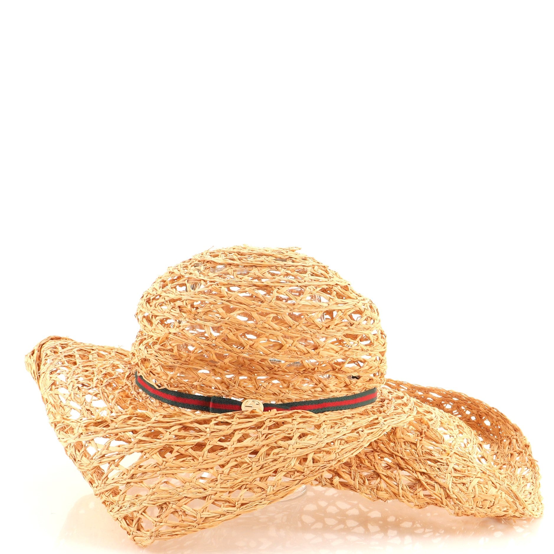 Interlocking G Web Hat Straw Medium