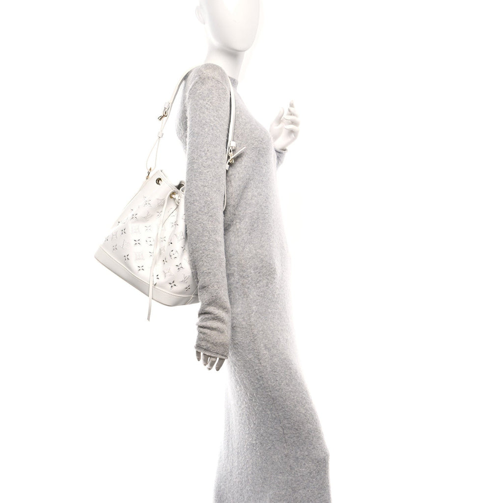 Calfskin Monogram Cutout Petit Noe White