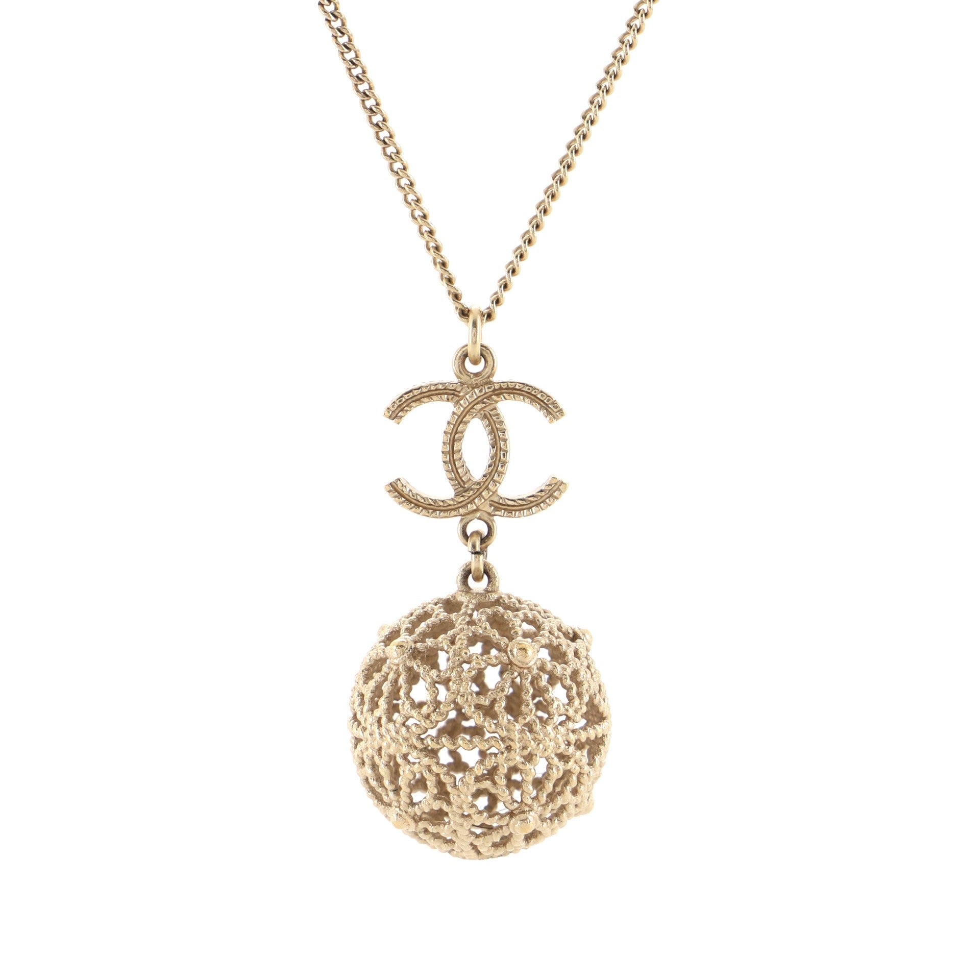 CC Floral Ball Pendant Necklace Metal