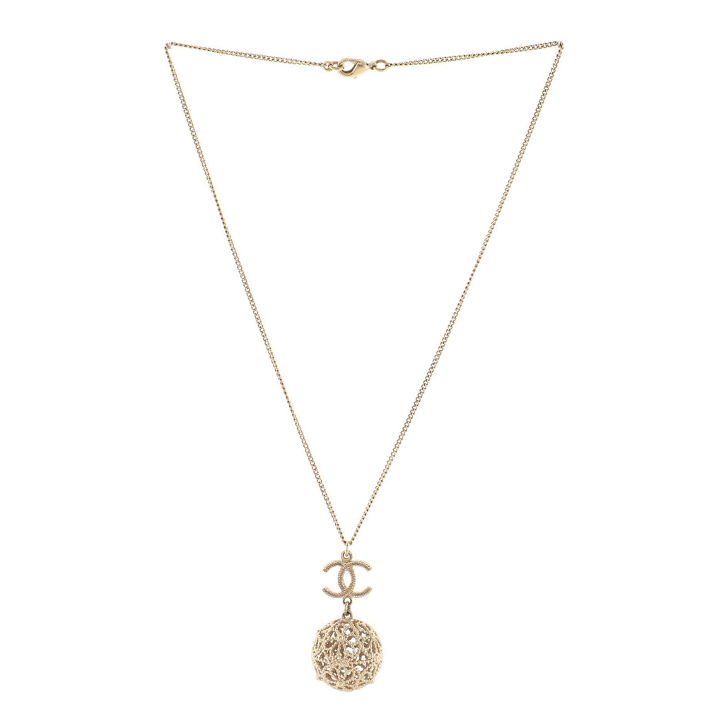 CC Floral Ball Pendant Necklace Metal