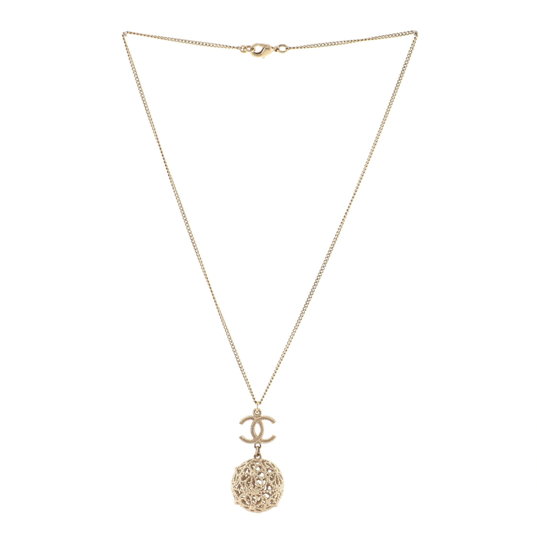 CC Floral Ball Pendant Necklace Metal