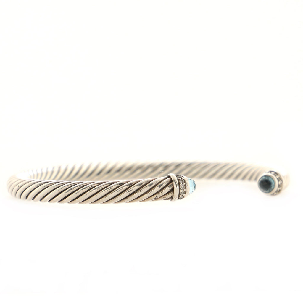 Cable Classic Bracelet Sterling Silver with Topaz and Diamonds 5mm