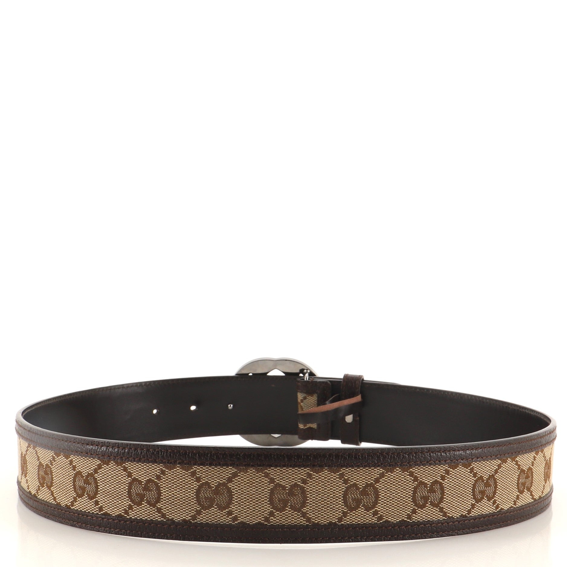 Interlocking G Belt GG Canvas with Leather Wide 80