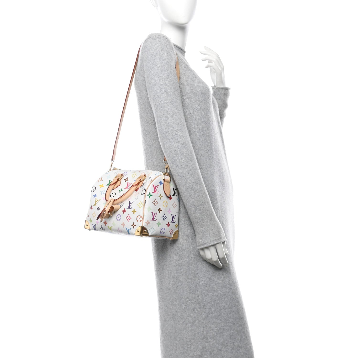 LV X TM Monogram Multicolor Speedy Bandouliere 25 White