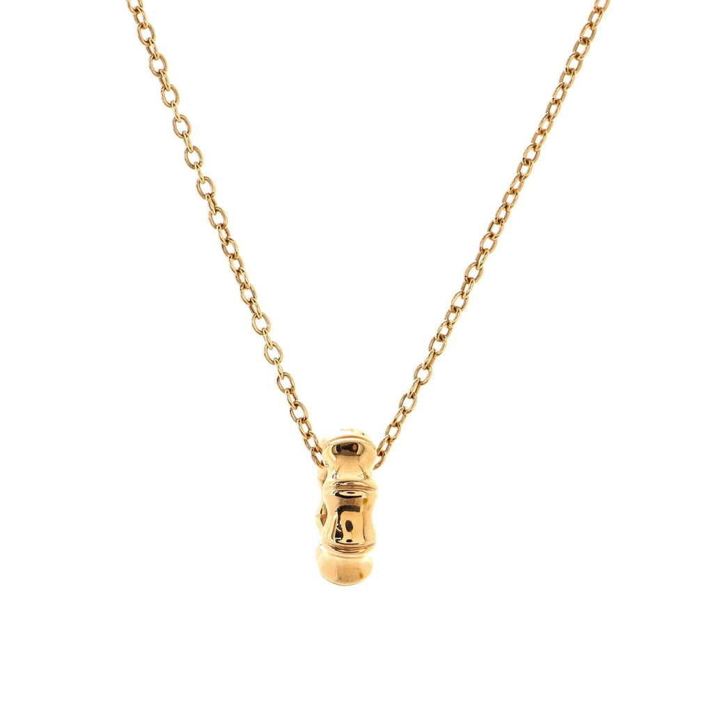 Bamboo Circle Ring Pendant Necklace 18K Rose Gold