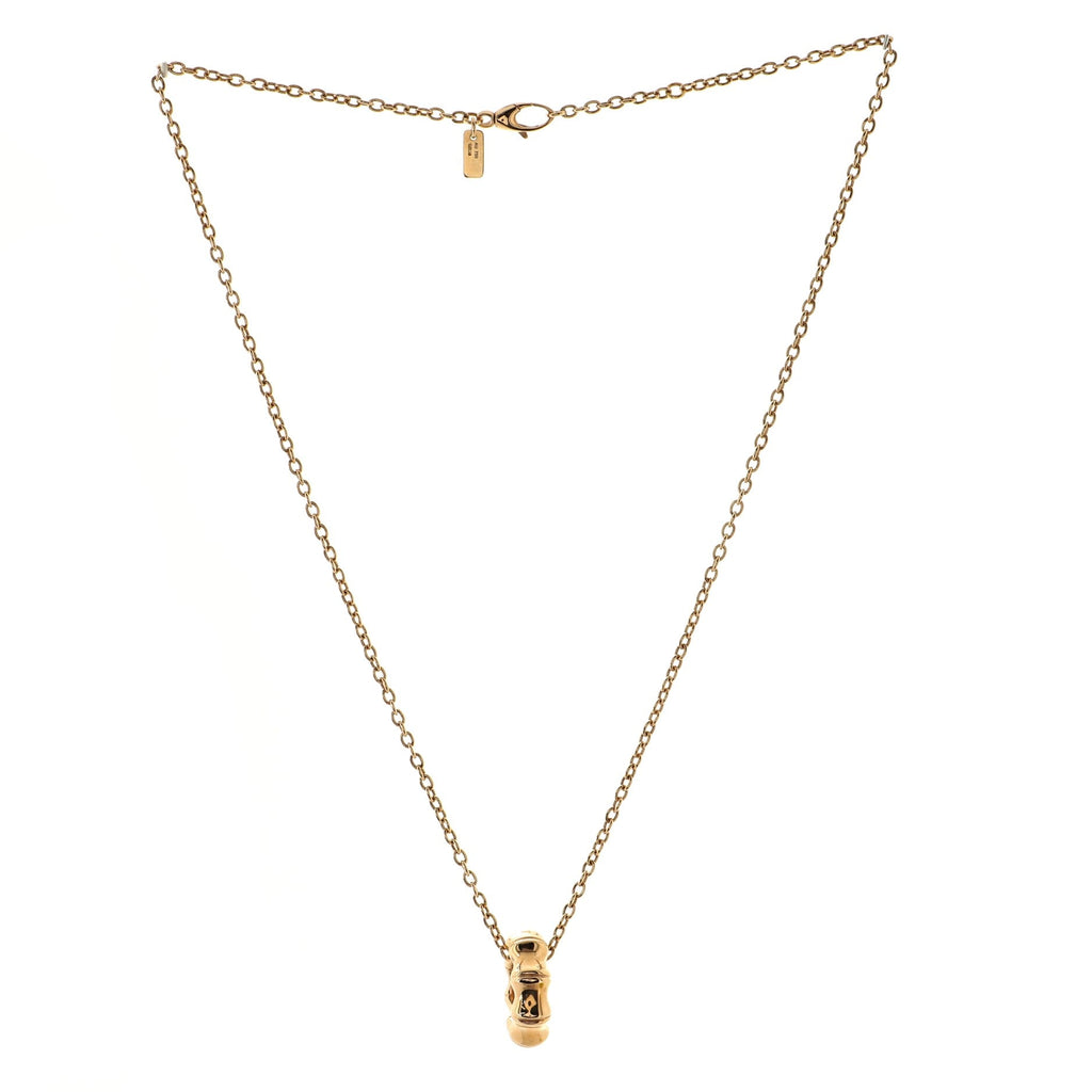 Bamboo Circle Ring Pendant Necklace 18K Rose Gold