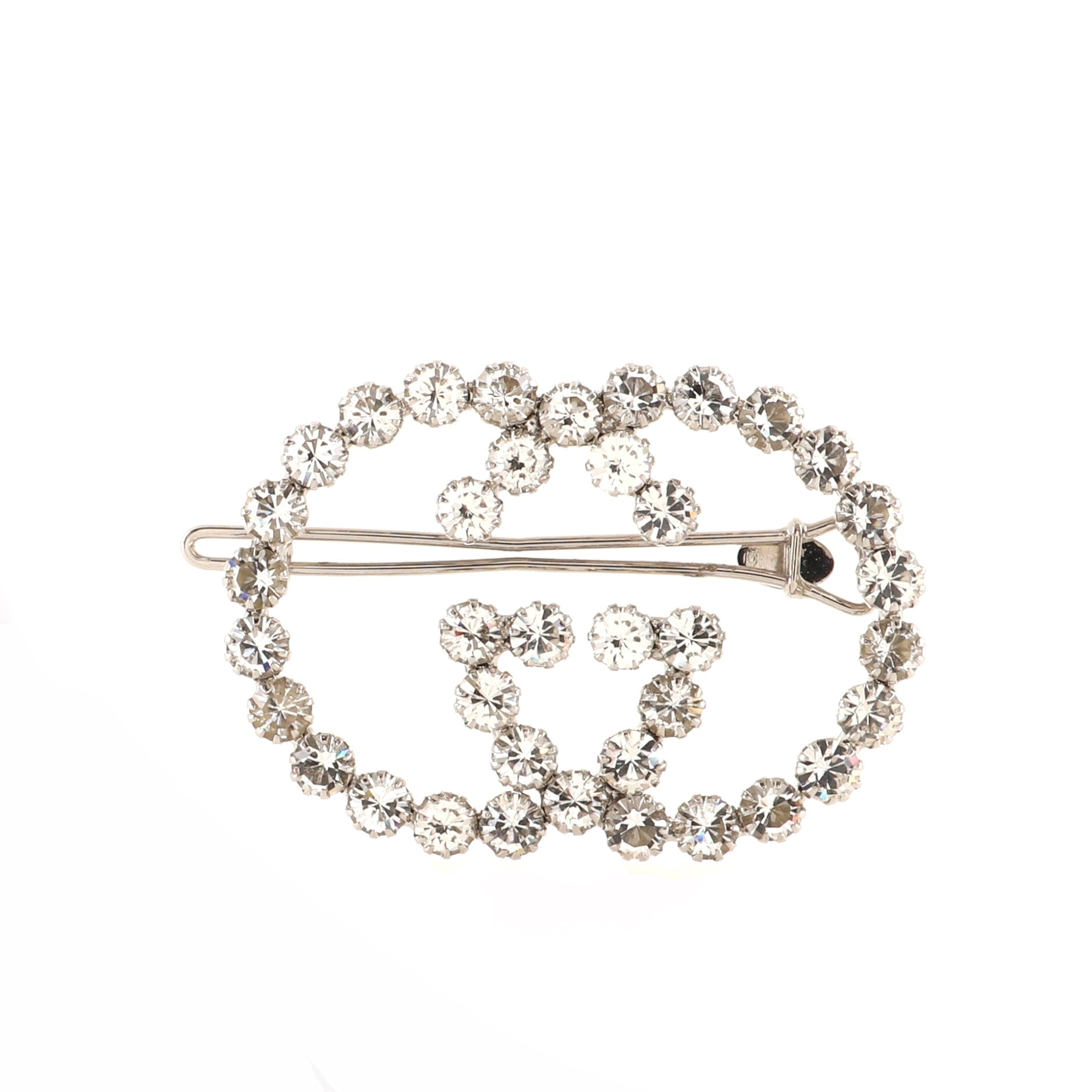 Interlocking G Hair Clip Metal with Crystals XS