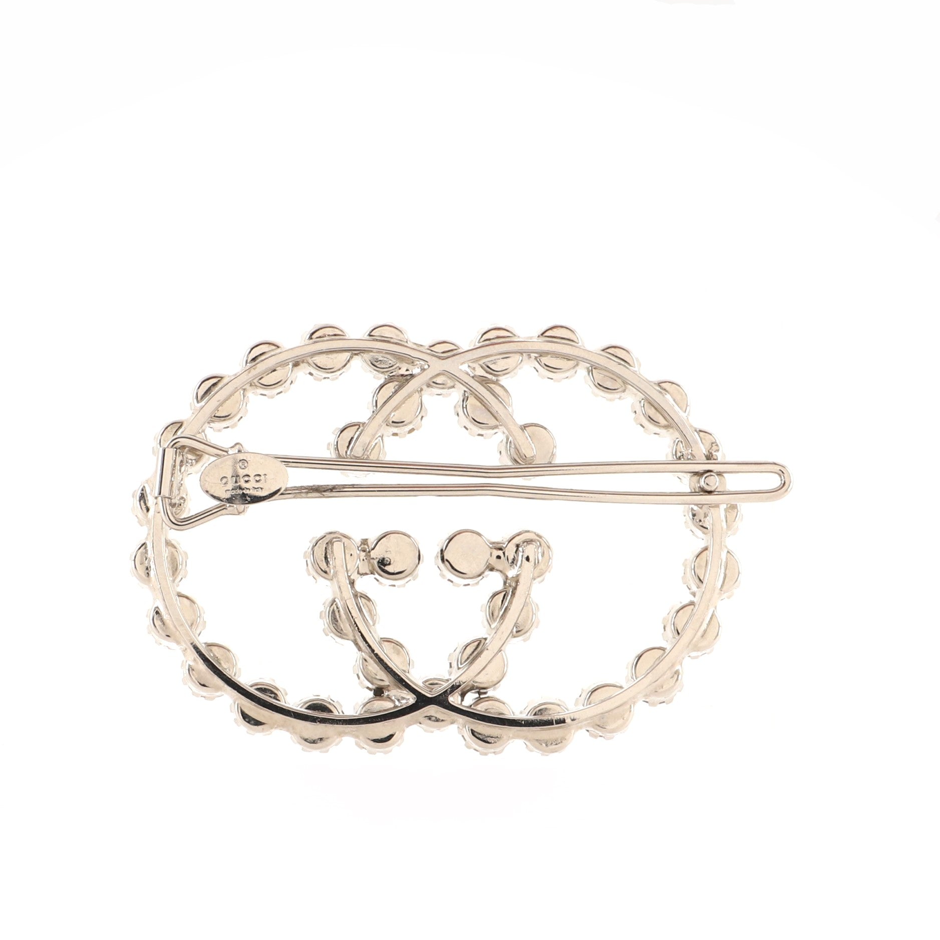 Interlocking G Hair Clip Metal with Crystals XS