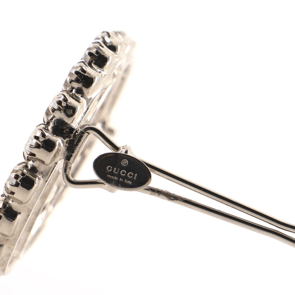 Interlocking G Hair Clip Metal with Crystals XS