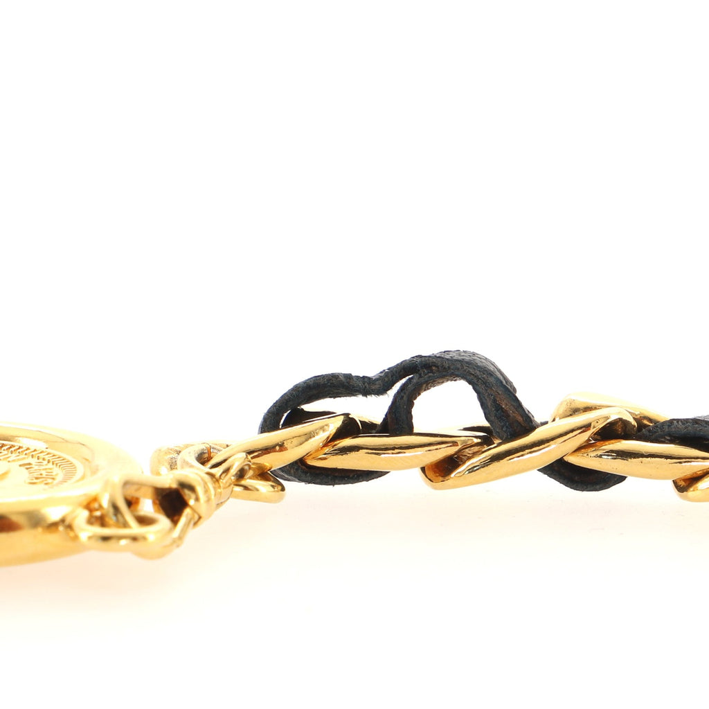 Vintage Multi-Chain Medallion Belt Metal and Leather 85