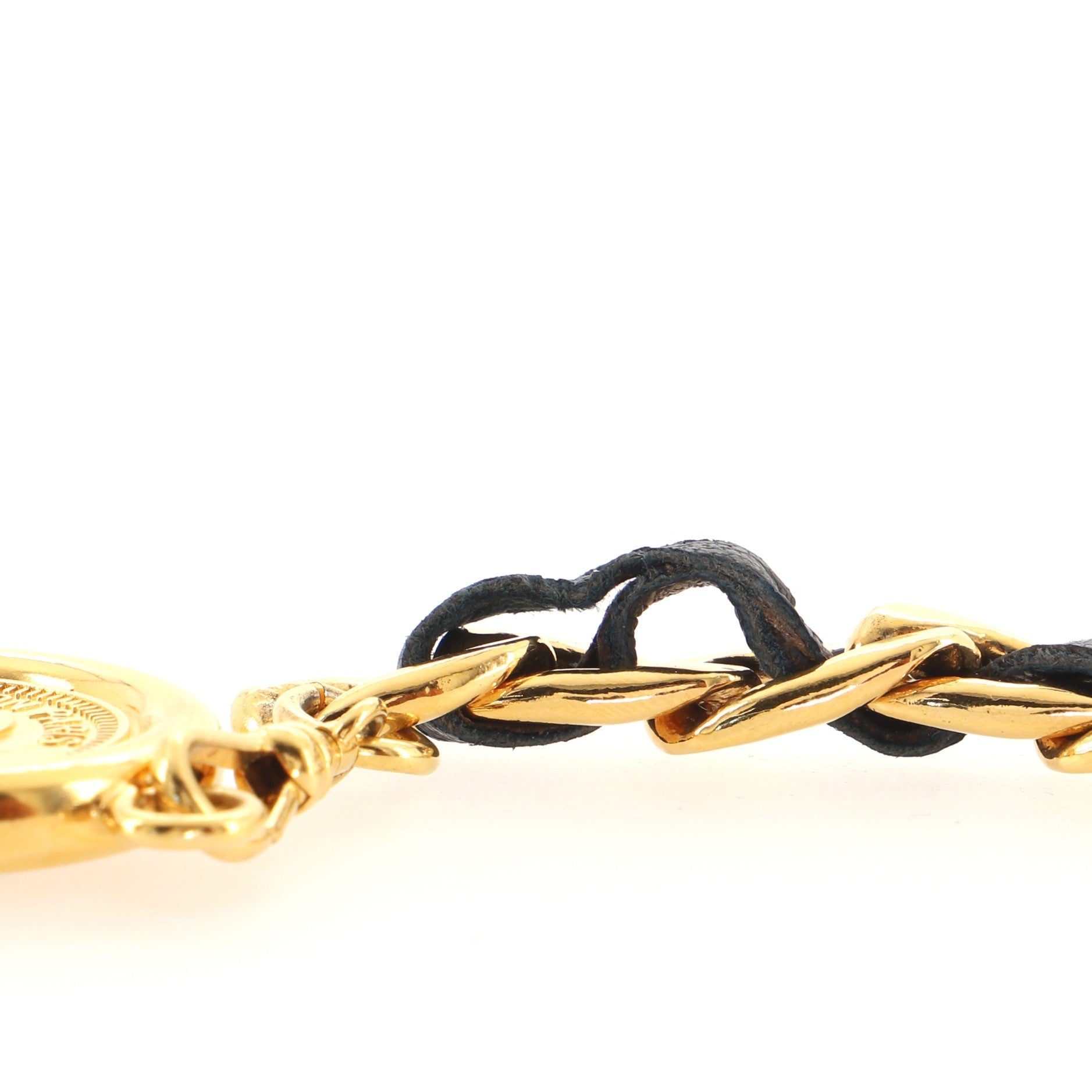 Vintage Multi-Chain Medallion Belt Metal and Leather 85