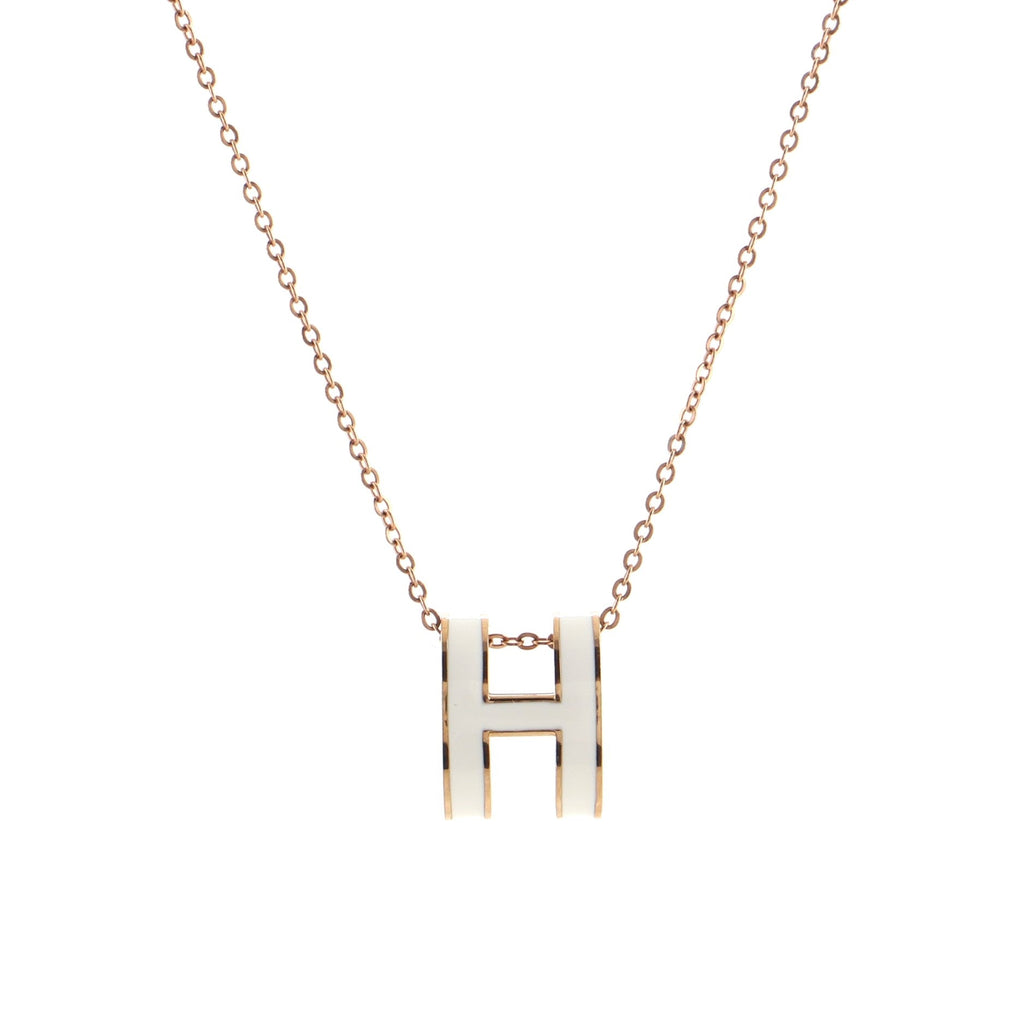 Pop H Pendant Chain Necklace Metal and Enamel Mini
