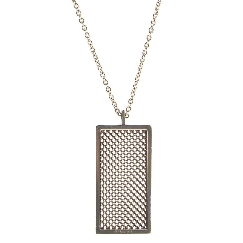 Somerset Mesh Dog Tag Pendant Necklace Sterling Silver Wide