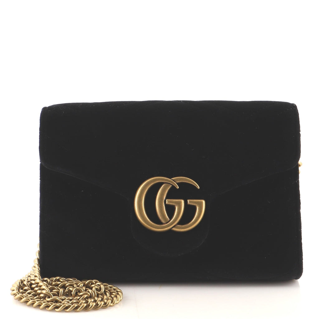 GG Marmont Chain Wallet Matelasse Velvet Mini