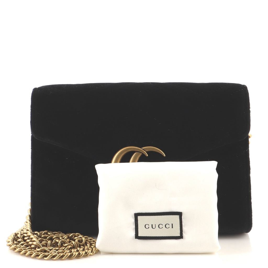 GG Marmont Chain Wallet Matelasse Velvet Mini