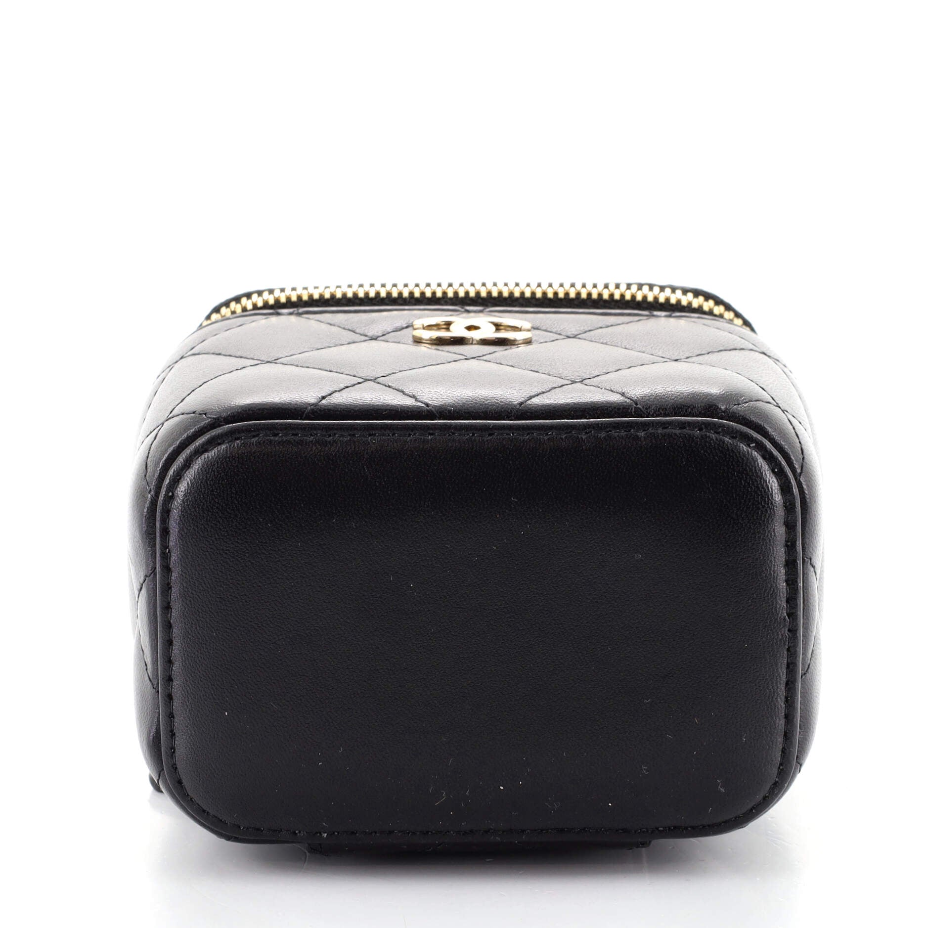 Camellia Bow Vanity Case with Chain Quilted Lambskin Mini