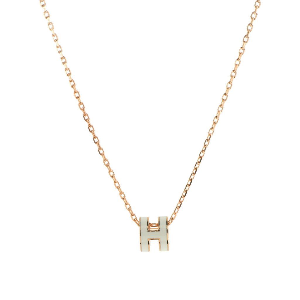 Pop H Pendant Chain Necklace Metal and Enamel Mini