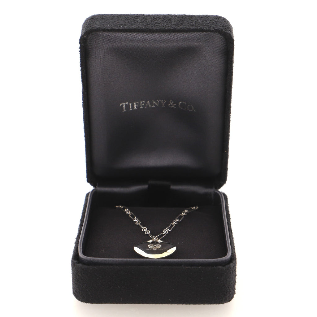 Heart Pendant Chain Necklace 18K White Gold and Diamonds