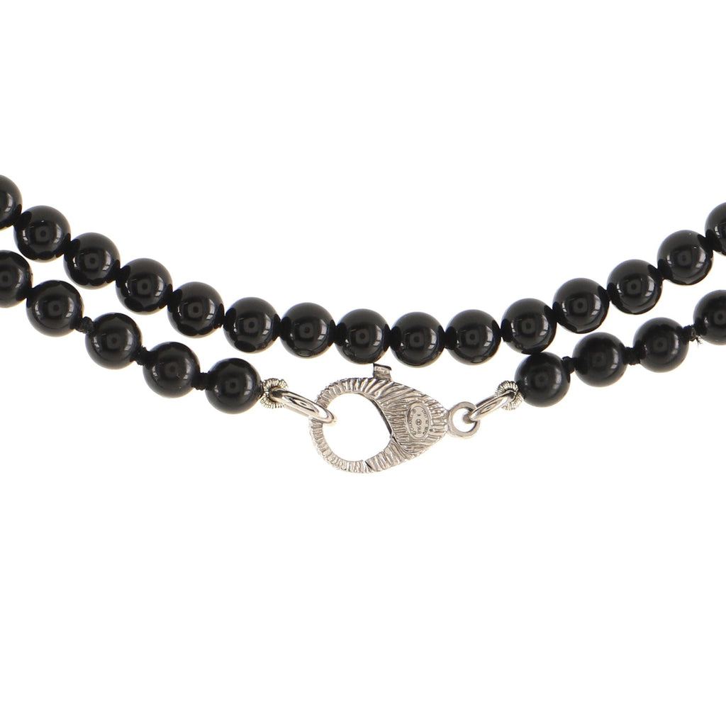 Triple CC Long Necklace Beads with Metal and Rhinestones