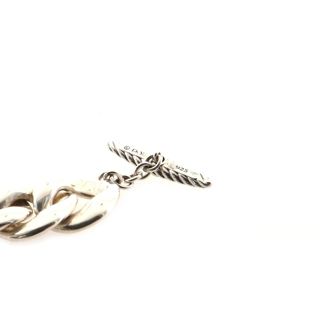 Belmont Curb Link Bracelet Sterling Silver with Diamonds Large