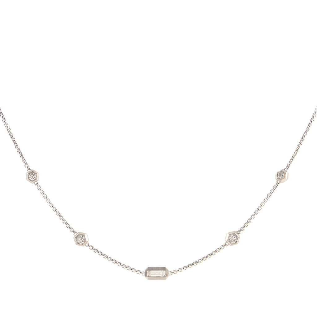 Novella Station Necklace 18K White Gold with Diamonds Mini