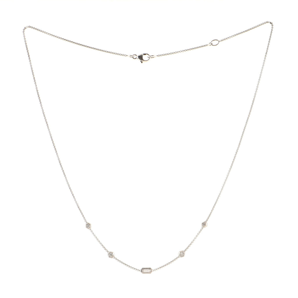 Novella Station Necklace 18K White Gold with Diamonds Mini