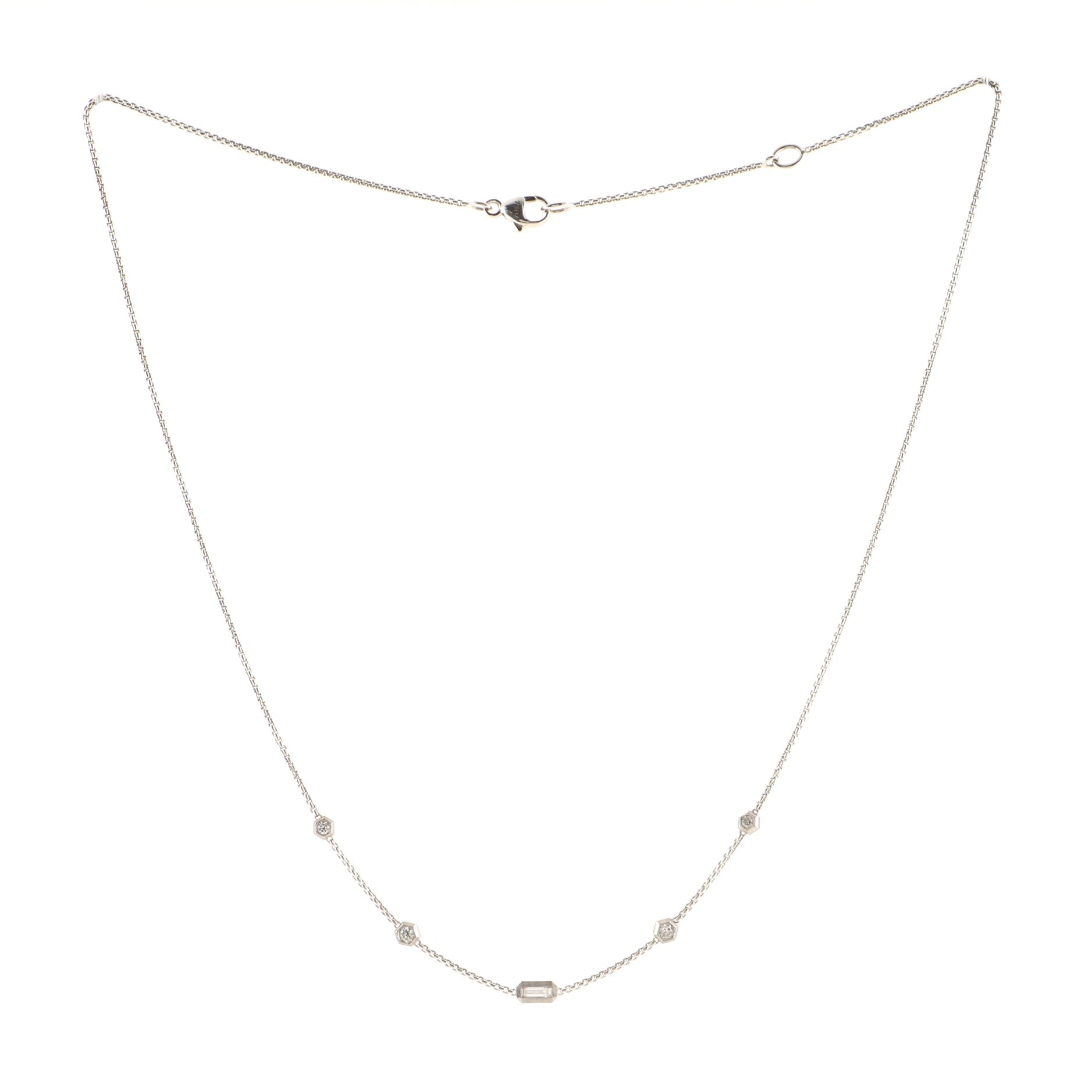 Novella Station Necklace 18K White Gold with Diamonds Mini
