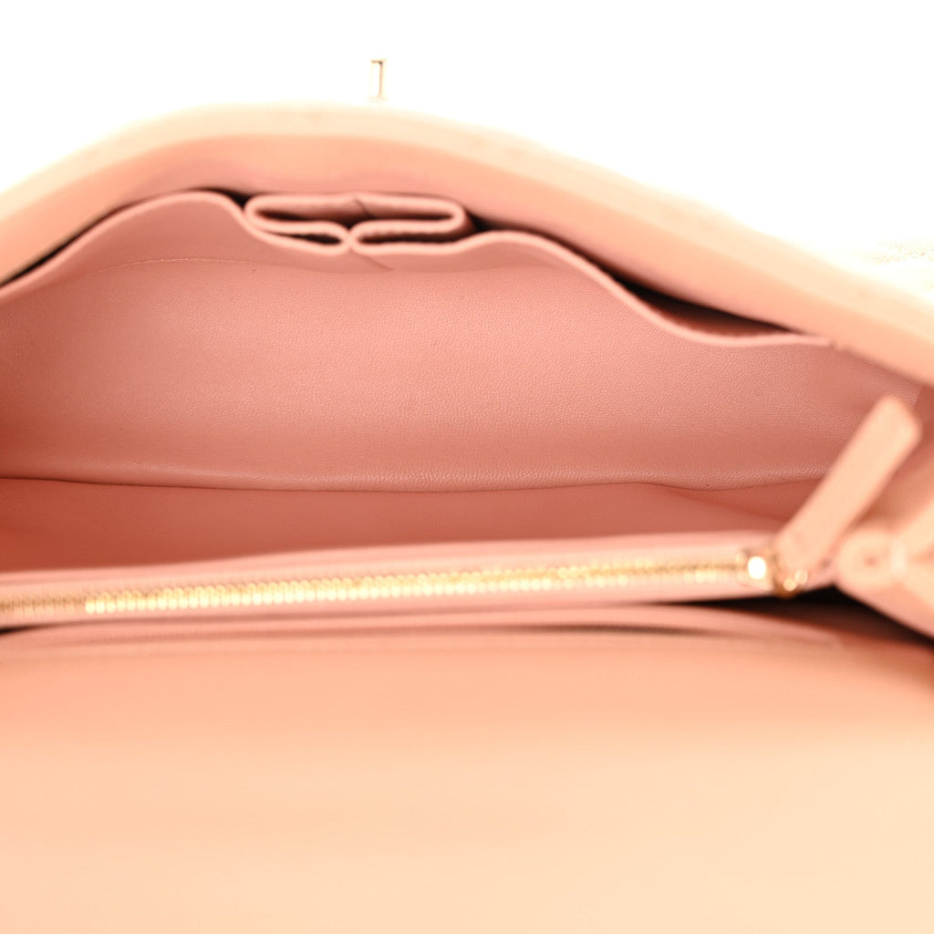 Caviar Quilted Small Coco Handle Flap Rose Clair