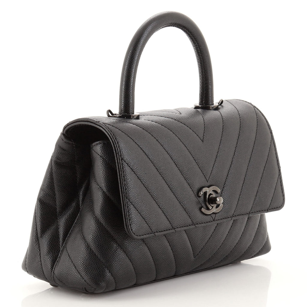 Coco Top Handle Bag Chevron Caviar Mini