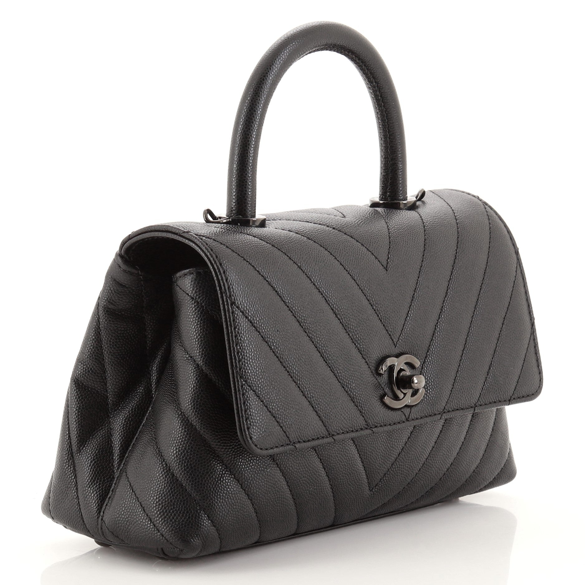 Coco Top Handle Bag Chevron Caviar Mini