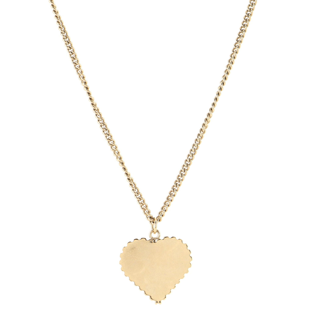 CC Heart Pendant Necklace Metal and Enamel