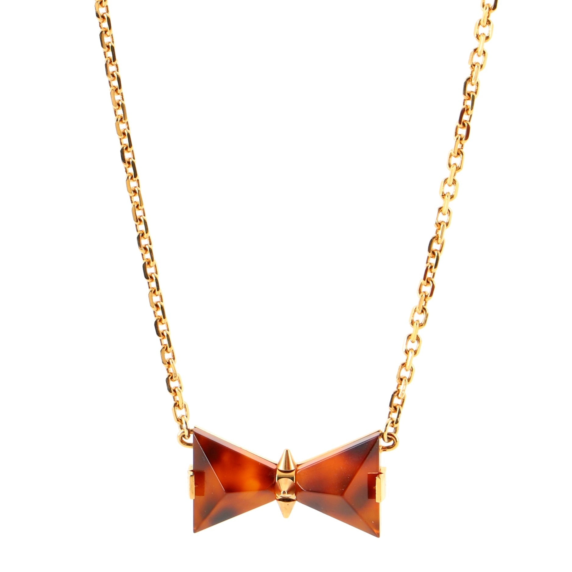 Spikey Bow Pendant Necklace Metal with Resin