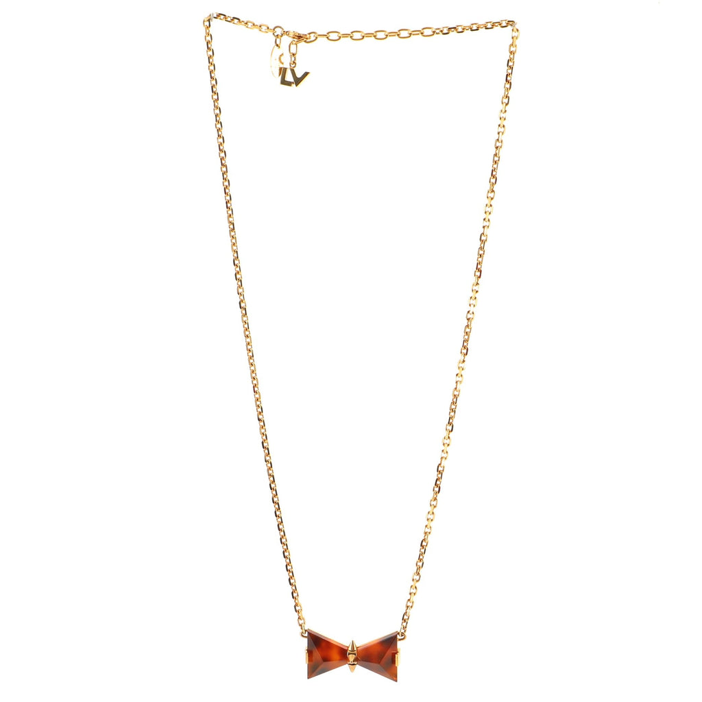 Spikey Bow Pendant Necklace Metal with Resin