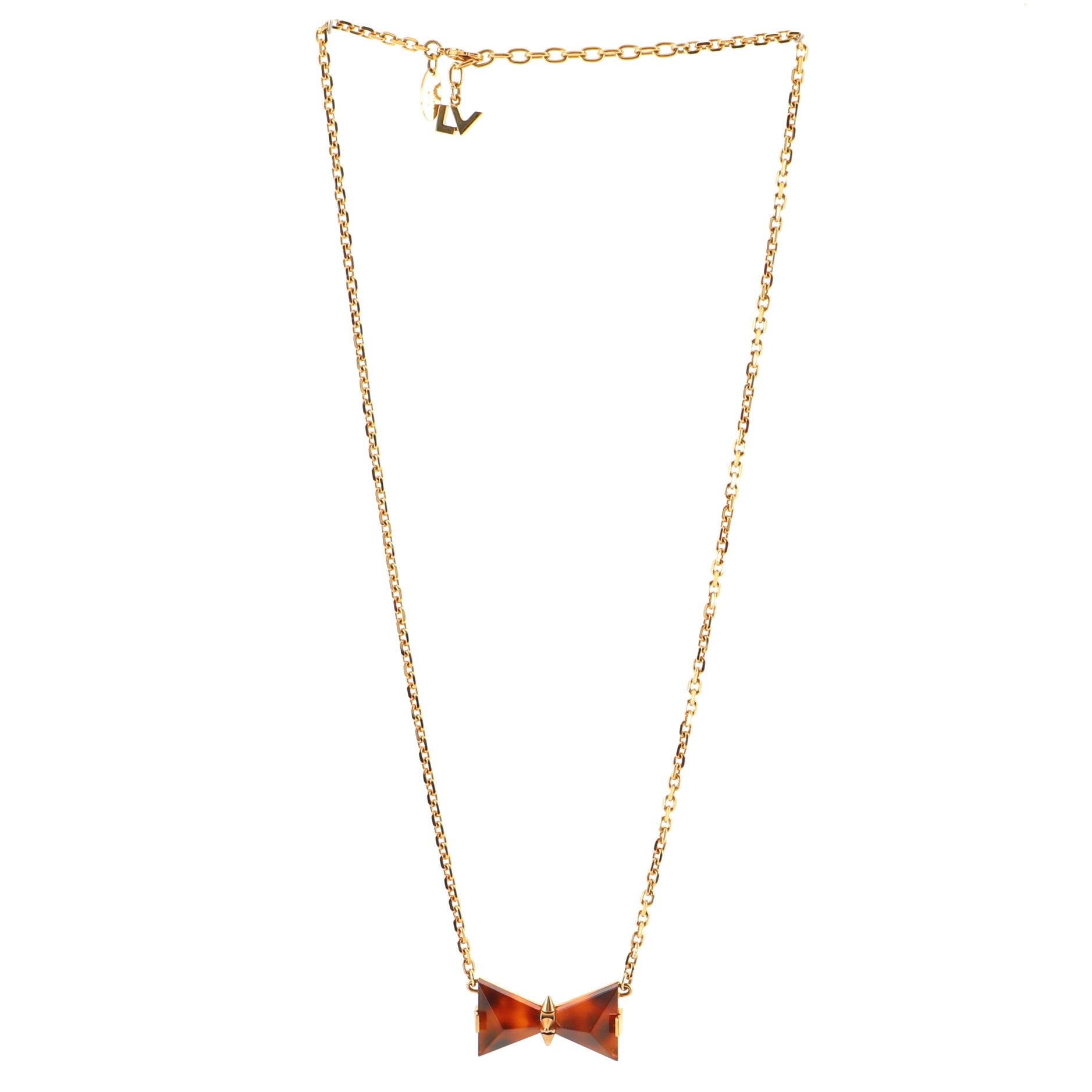 Spikey Bow Pendant Necklace Metal with Resin