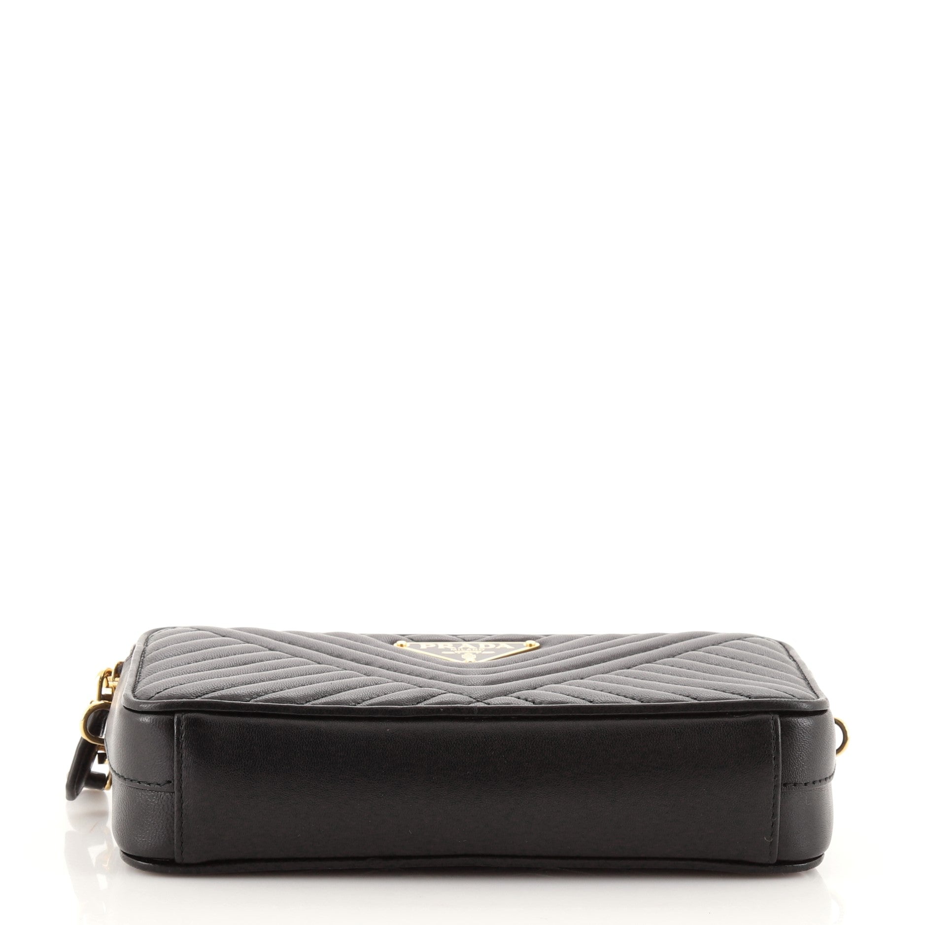 Double Zip Wallet on Chain Crossbody Chevron Leather Mini