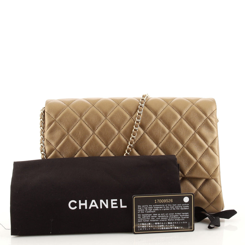 Clutch with Chain Quilted Lambskin